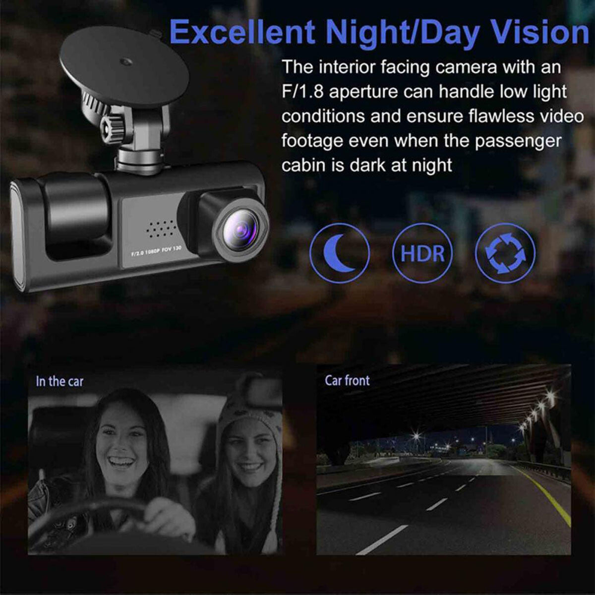 1080P Видео рекордер с двоен обектив DVR Предна и задна камера